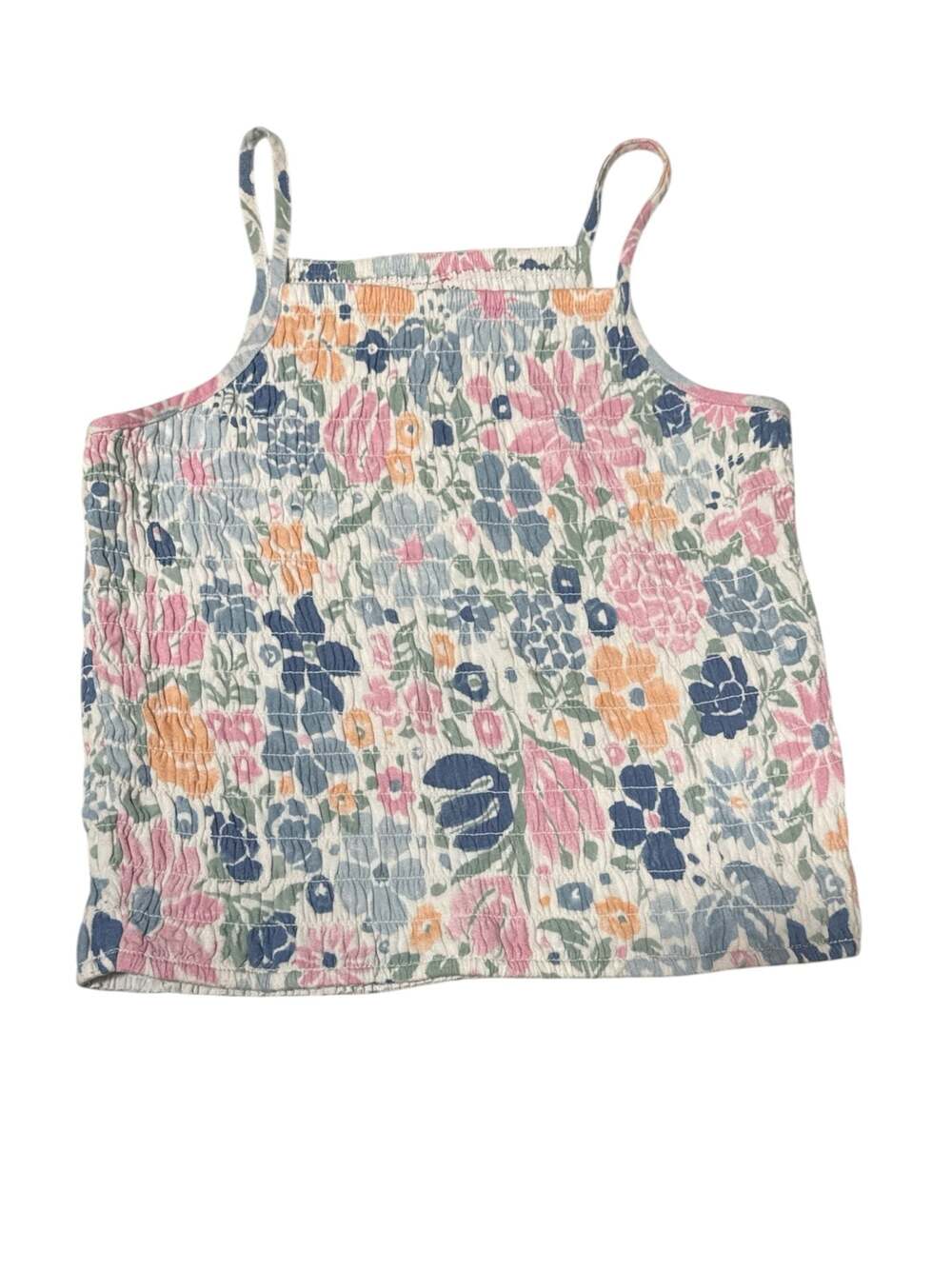 Abercrombie Girls Floral Textured-Knit Smocked Tank Top 13/14